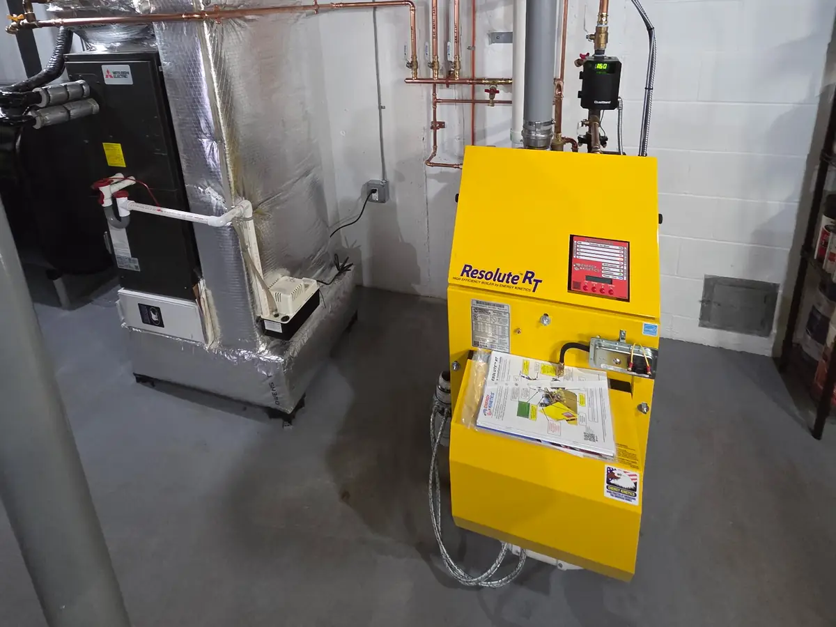 Energy Kinetics Resolute RT high-efficiency oil boiler installation in Southern NH
